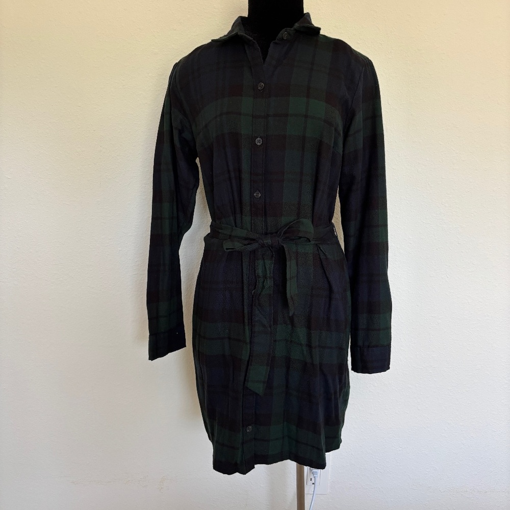 Abercrombie & Fitch Navy and Green Flannel Shirt Dress